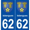 62 Isbergues blason autocollant plaque stickers ville