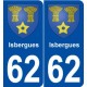 62 Isbergues blason autocollant plaque stickers ville