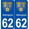 62 Isbergues blason autocollant plaque stickers ville
