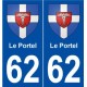 62 Le Portel blason autocollant plaque stickers ville