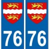 76 Seine Maritime autocollant plaque blason armoiries stickers département normandie