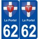 62 Le Portel blason autocollant plaque stickers ville