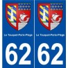 62 Le Touquet-Paris-Plage blason autocollant plaque stickers ville