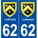 62 Leforest blason autocollant plaque stickers ville