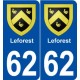 62 Leforest blason autocollant plaque stickers ville