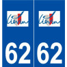 62 Liévin logo autocollant plaque stickers ville