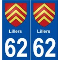 62 Lillers blason autocollant plaque stickers ville