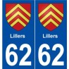 62 Lillers blason autocollant plaque stickers ville