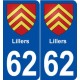62 Lillers blason autocollant plaque stickers ville