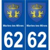 62 Marles-les-Mines blason autocollant plaque stickers ville