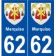 62 Marquise blason autocollant plaque stickers ville