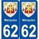 62 Marquise blason autocollant plaque stickers ville