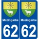 62 Mazingarbe blason autocollant plaque stickers ville