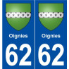 62 Oignies blason autocollant plaque stickers ville