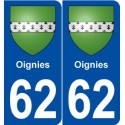 62 Oignies blason autocollant plaque stickers ville