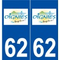 62 Oignies logo autocollant plaque stickers ville