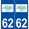 62 Oignies logo autocollant plaque stickers ville