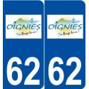 62 Oignies logo autocollant plaque stickers ville