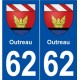62 Outreau blason autocollant plaque stickers ville