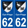 62 Oye-Plage blason autocollant plaque stickers ville