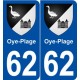 62 Oye-Plage blason autocollant plaque stickers ville