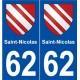 62 Saint-Nicolas blason autocollant plaque stickers ville