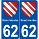 62 Saint-Nicolas blason autocollant plaque stickers ville