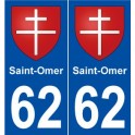 62 Saint-Omer escudo de armas de la etiqueta engomada de la placa de pegatinas de la ciudad