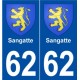 62 Sangatte blason autocollant plaque stickers ville