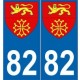 82 Tarn-et-Garonne autocollant plaque  blason armoiries stickers département