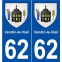 62 Vendin-le-Vieil coat of arms sticker plate stickers city