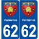 62 Vermelles blason autocollant plaque stickers ville