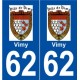 62 Vimy logo autocollant plaque stickers ville