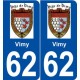 62 Vimy logo autocollant plaque stickers ville