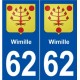 62 Wimille blason autocollant plaque stickers ville