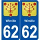 62 Wimille blason autocollant plaque stickers ville