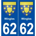 62 Wingles blason autocollant plaque stickers ville
