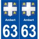 63 Ambert blason autocollant plaque stickers ville