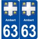 63 Ambert blason autocollant plaque stickers ville