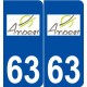 63 Ambert logo autocollant plaque stickers ville