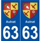 63 Aulnat blason autocollant plaque stickers ville