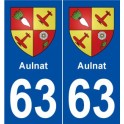 63 Aulnat blason autocollant plaque stickers ville