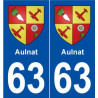 63 Aulnat blason autocollant plaque stickers ville