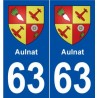 63 Aulnat blason autocollant plaque stickers ville