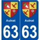 63 Aulnat blason autocollant plaque stickers ville