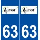63 Aulnat logo autocollant plaque stickers ville