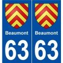 63 Beaumont blason autocollant plaque stickers ville