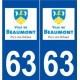 63 Beaumont logo autocollant plaque stickers ville