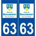 63 Beaumont logo autocollant plaque stickers ville