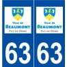 63 Beaumont logo autocollant plaque stickers ville
